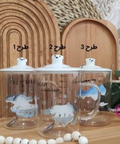 ماگ پیرکس طرح خرس قطبی قاشق دار