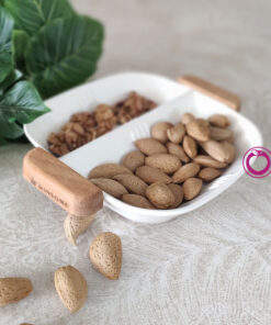 اردوخوری چینی سفید مدل 2 خانه مربعی دسته چوبی