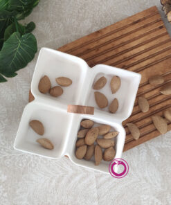 اردوخوری چهار خانه مربعی سفید دسته چوبی