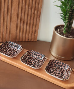 اردوخوری 3 خونه ترکیبی چوب و سرامیک طرح پلنگی مربعی