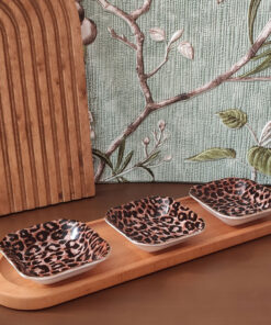 اردوخوری ترکیبی چوب و سرامیک طرح پلنگی مربعی