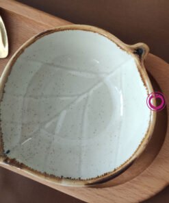 اردوخوری چوبی و سرامیک طرح برگ کرم